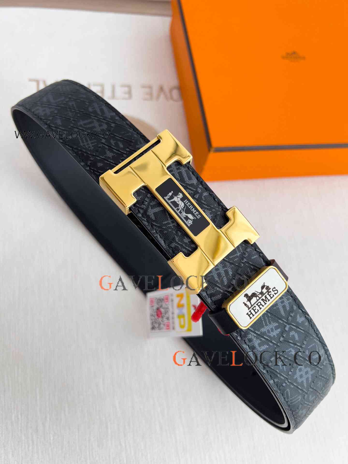 Replica Hermes Reversible Leather Strap All Black Belt 38 mm